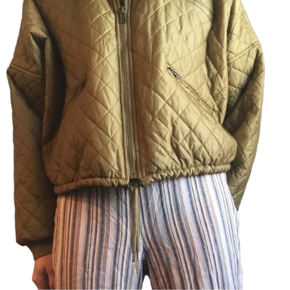 SOLD Free People Moss / Olive Green Easy Quilted Oversized Jacket Size Small - Picture 9 of 11